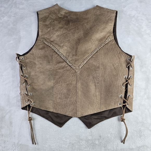 Big B’s Leather South Dakota Leather Motorcycle Vest with Side Laces Sz XL - Picture 2 of 6